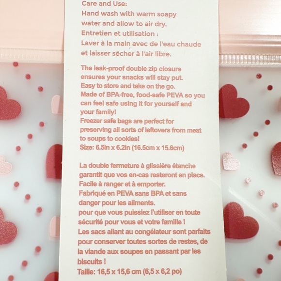 New CWC PINK HEART Reusable Storage Bags - Picture 4 of 5